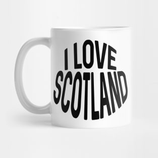 I LOVE SCOTLAND Black Colour Typography Design Mug